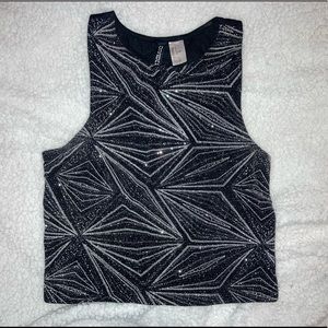 H&M sparkly black crop top size S